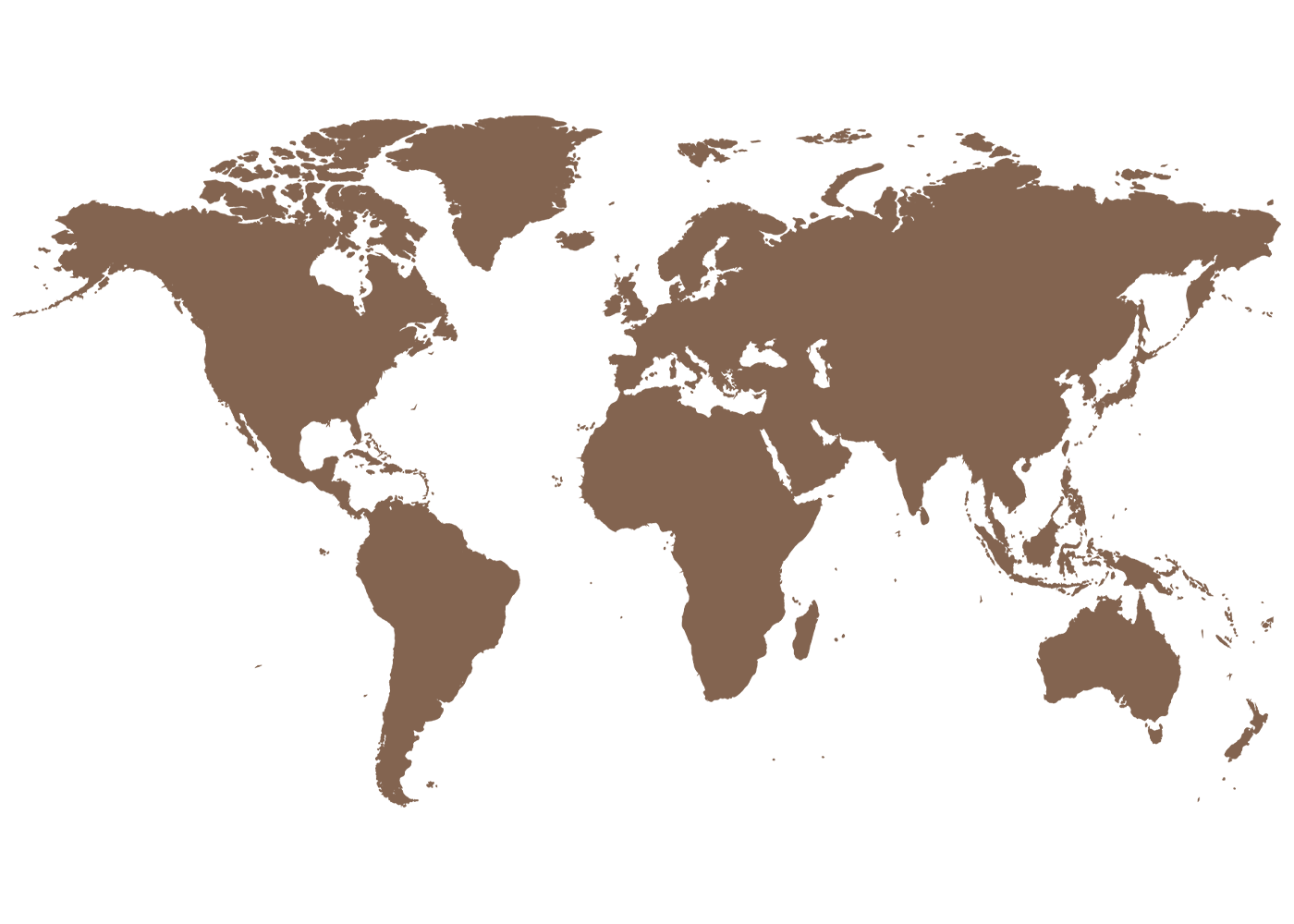 Wereldkaart met de continenten