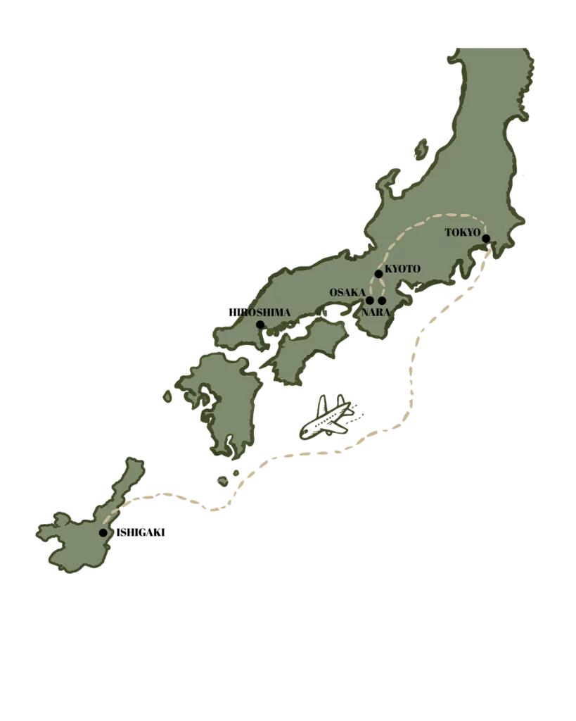 Kaart van Japan met de ligging van de Japanse eilanden